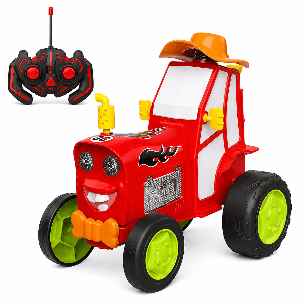 Remote Control Stunt Tractor Car with Headlights & Music – Red